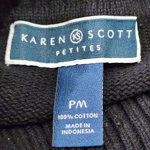 Karen Scott Petites Cotton Color Block Turtleneck Sweater Black And Red Size Pm - Picture 3 of 11